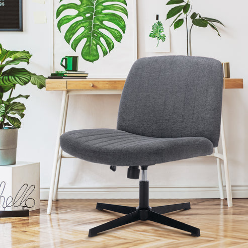 COLAMY Widened Home Office Armless Chair Padded Swivel Mid-back Ergonomic Chair Model.7261F Dark Grey