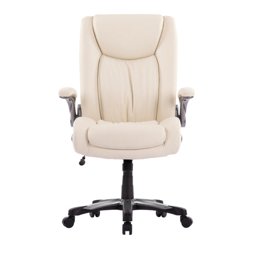 COLAMY PU Leather Big & Tall Office Chair 400lbs Computer Chair Model.5309 Ivory