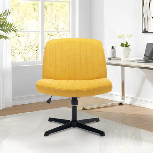 COLAMY Widened Home Office Armless Chair Padded Swivel Mid-back Ergonomic Chair Model.7261F Yellow