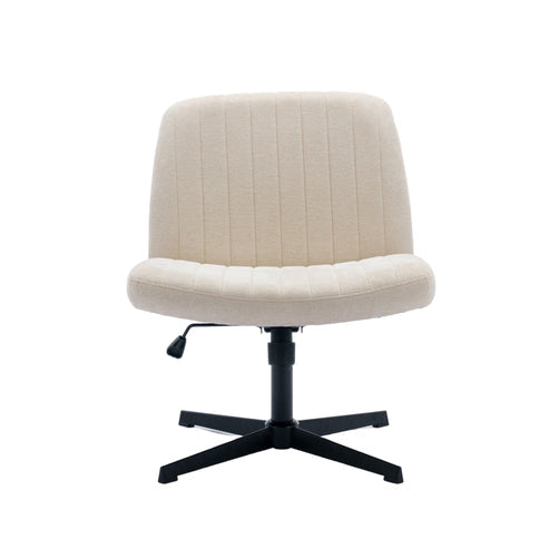 COLAMY Widened Home Office Armless Chair Padded Swivel Mid-back Ergonomic Chair Model.7261F Cream