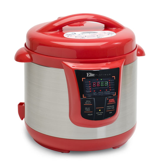 Elite Platinum Epc-808R Maxi-Matic 8 Quart Electric Pressure Cooker, Red (Stainless Steel)