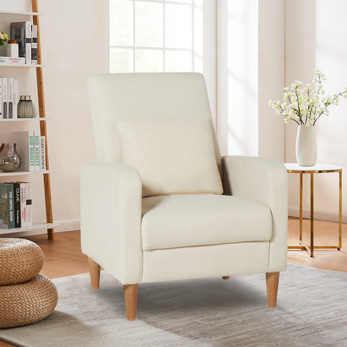 COLAMY Modern Upholstered Accent Chair Armchair with Pillow Fabric Side Chair Model.B248 Beige